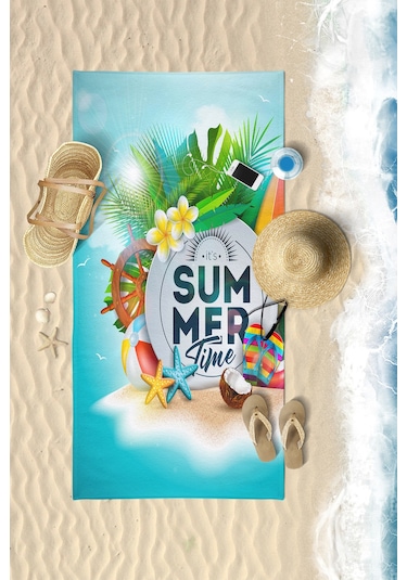 Summer Time Dijital Baskılı 70X150 CM Plaj Havlusu