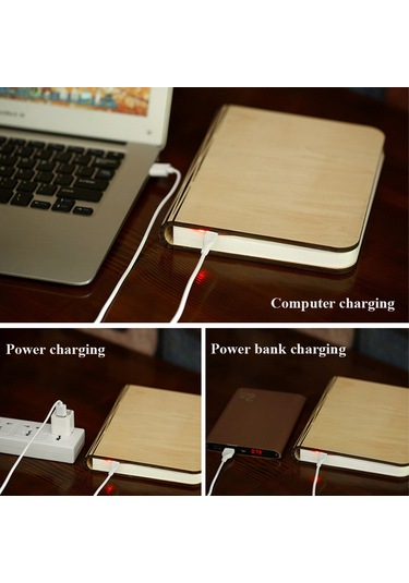 Vkemall Kahverengi Ceviz Ahşap 360 Katlanabilir Led Kitap Lambası - 3 Renk Işık, Su Geçirmez, Dahili Pil Xxs Diğer