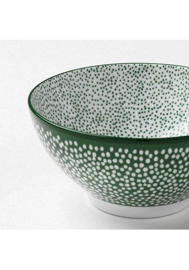 4 Adet Yeşil Desenli Modern Tasarım Çerezlik Porselen Kase 12 Cm yeşil