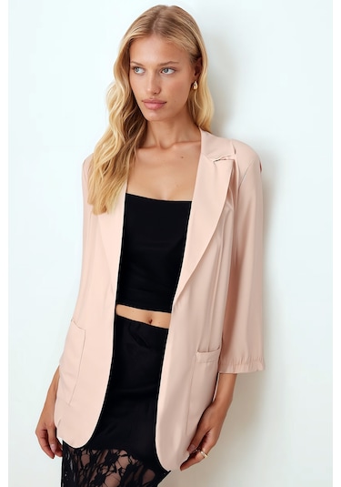 Armonika Kadın Bej Cepli Oversize Ceket Arm-26k001005