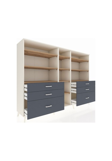 Hyperion Dolap 10 Raflı 6 Çekmeceli 220x44x163 Aytaşı-çam/antras Aytaşı-çam/antrasit