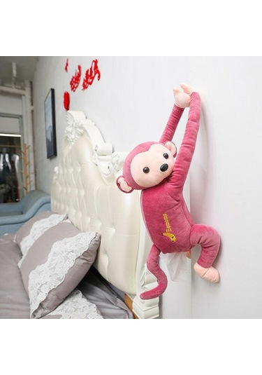 Kahve Yaratıcı Karikatür Maymun Araba Asılı Kağıt Peçete Doku Kutusu Tutucu Taşınabilir Ev Ofis Kağıt Kutusu