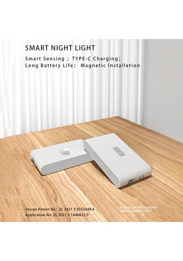 Pazly Akıllı Sensörlü Gece Lambası Led Gövde Kızılötesi Tip-c Beyaz Renk Diğer