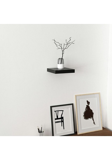 Minarmobilya Minar Gizli Tutuculu Duvar Rafı 23 Cm - M.Siyah