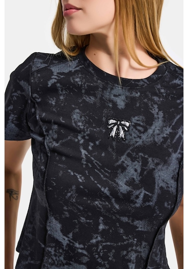 Itsbasic Kadın Siyah W5 Özel Kumaş Elastan Crop Top