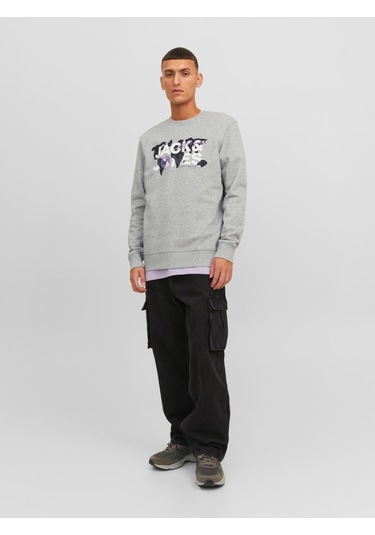 Jack&jones Dust Erkek Gri Bisiklet Yaka Sweatshirt 12240211-LGM Gri