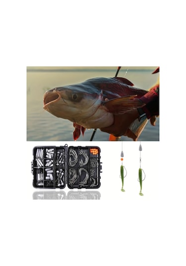 Fochsia Toudsplu 148 Parça Texas Balıkçılık Seti Kurşun Jig Oltaları Halka Ve Klipsli Tatlı Ve Tuzlu Su Balık Avı