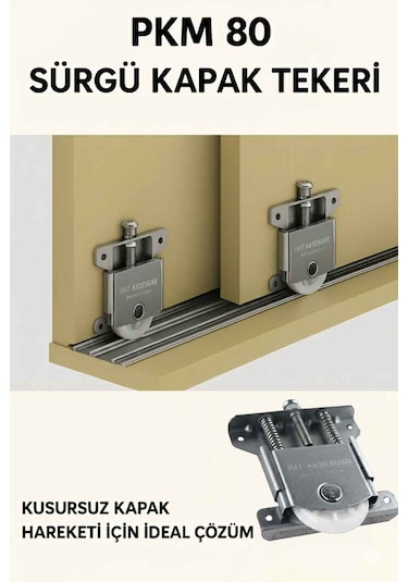 İmt Aksesuar Pkm 80 Sürgülü Dolap Kapağı Ve Gardrop Sürgü Kapağı Tekeri Metalik
