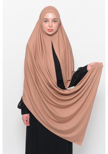 Hazır Pratik Geçmeli Lüks Düz Penye Şal Çapraz Hizalı Bej