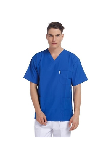 V Yaka Ceket Kısa Kol Sax Mavi