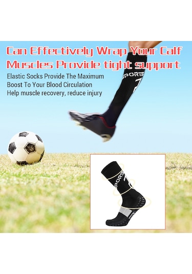 Yaozixa Siyah Profesyonel Antipatlama Futbol Çorapları - Kayma Engeli, Ayak Ağrısı Ve Panyonu Önleyen Spor Çorapları 38-45 Eu