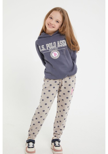 U.S. Polo Assn Lisanslı Antrasit Kız Çocuk Lastik Detaylı Eşofman Takım Antrasit