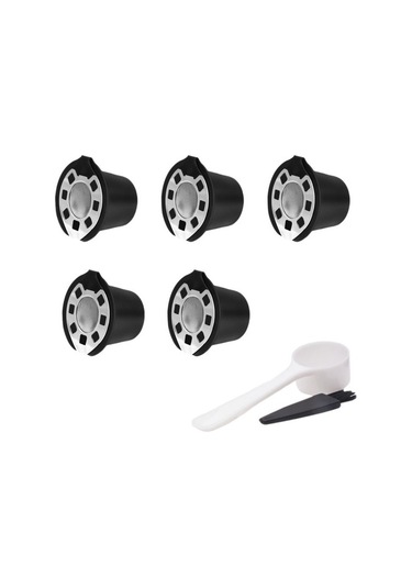 Metabagua 5 Adet Kahve Filtreleri Paslanmaz Çelik Makine Doldurulabilir Kahve Kapsülü Pod Damlatıcı Sepet Bardak Cafeteira 6ajoıl Siyah