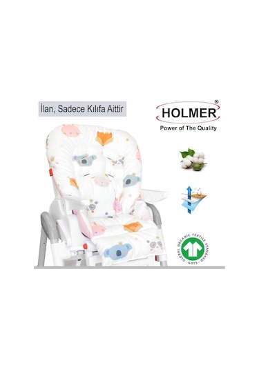 HOLMER Leke Tutmaz Organik Mama Sandalyesi Minderi & Kılıfı Max-T