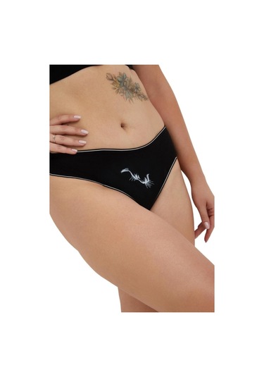 Alya Underwear Kadın Bato Tanga Pamuklu Külot, Büyük Beden String, 5'li Paket- 2 Siyah, 1 Beyaz, 2 Ten Siyah P13