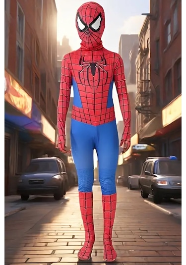 Spider-man Kostümü Kırmızı Çocuk - 1.35-1.45 Boy Cosplay