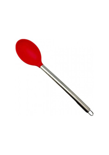 Lüx Metal Saplı Silikon Kaşık 34 Cm Kırmızı