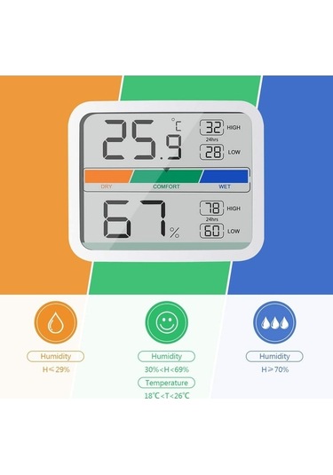 Novahub Çin Xiaomi Youpin Lcd Dijital Termometre 2 Higrometre Mıknatıslı İç Mekan Termo-higrometre, Oda İklim Kontrolü İçin Min/max Kayıtları