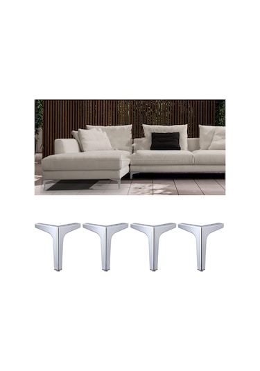 Suntek 4 X Demir Metal Mobilya Ayakları Kanepe 13cm-gümüş Gümüş