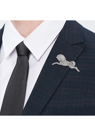 Gümüş Art Deco / Kelt Tarzı Gümüş Ton Dörtnala Giden At Broşu / Kolye Şal Pimi Gümüş