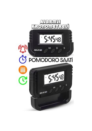 2li Set Masa Lambası + Kronometreli Öğrenci Saati Akrobat Metal 360 Çalışma Masası Lambası Beyaz Beyaz