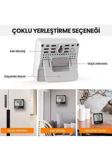 ThermoPro TP157 İç Mekan (Sera, Dolap, Bebek Odası) Hassas Sıcaklık ve Nem Ölçer Mini Termometre