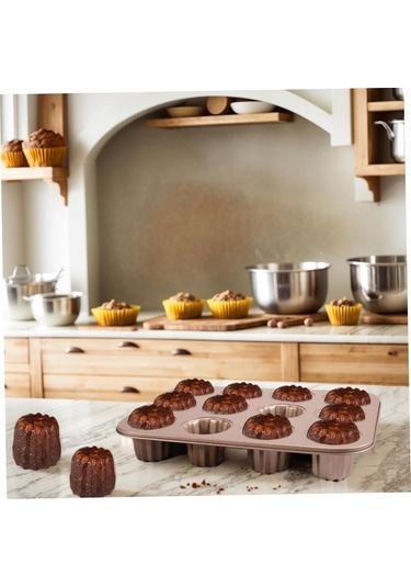 Besthome1 12 Lü Karbon Çelik Fırın Kalıbı - Kanel, Ekmek, Muffin, Kek İçin - 35x26.5 Cm - 230 C Isı Dayanıklı Diğer