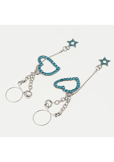 Suntek 1 Çift Dangle Meme Halkası Vücut Takısı Mavi-kalp Mavi