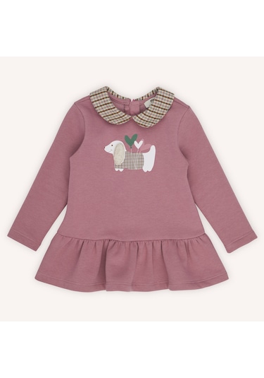 Kız Çocuk Bebe Yakalı Örme Elbise Gül Kurusu 2421gb26009-4883 001