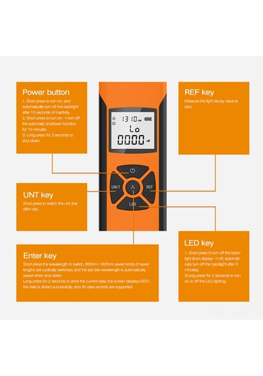 Jeemson Kompakt Optik Güç Ölçer G1000 - Yüksek Hassasiyetli Fiber Optik Kayıp Testeri -70+3 Db, 850-1625 Nm