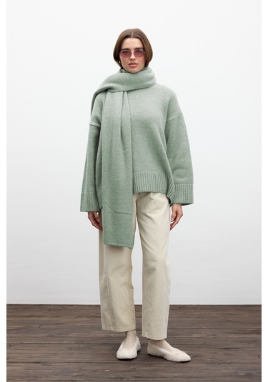 Yumuşak Atkı Mint Mint Mint Yeşili