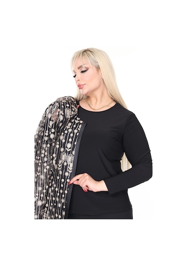 Büyük Beden 3926 Siyah-altın Ceket+bluz Takım 001