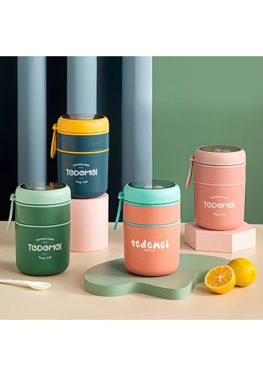 Xuweiwei Todemel Paslanmaz Çelik Katlanır Kaşıklı Pratik Lunch Box Yeşil Sızdırmaz Yeşil