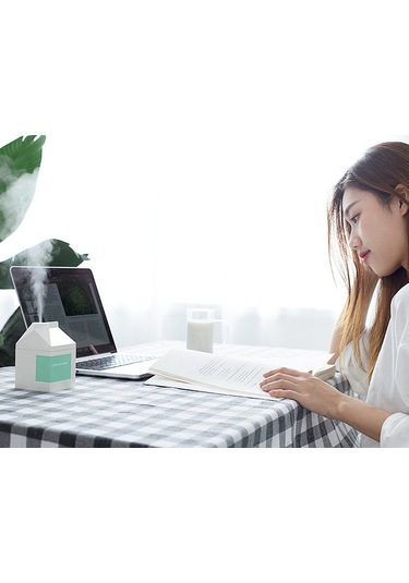 Dianziye Milk Box Şeklinde Usb Ev Ofis Kullanımı Ultrasonik Buharlandıran, 30db Sessiz Çalışma, 2 Modlu Minyatür Nemlendirici Beyaz/pembe