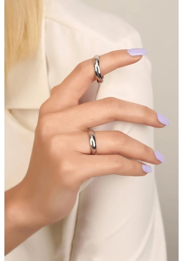 4 Mm Bombeli Gümüş Alyans Çifti Söz Yüzüğü Tektaş Hediyeli Wr22