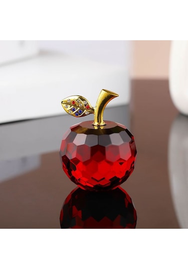 Moveevo Kırmızı Kristal Elma, 5 Cm, Minimalist Ev Dekorasyonu, Hediye İçin Uygun Nikah, Doğum Günü, Noel