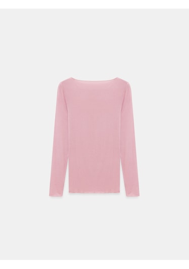 32122 Kayık Yaka Modal Kaşmir Ultra Hafif Bluz-gül Gül