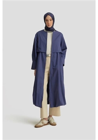 Armine Balon Etekli Pardesü 25y8205 Puslu Mor Mavi