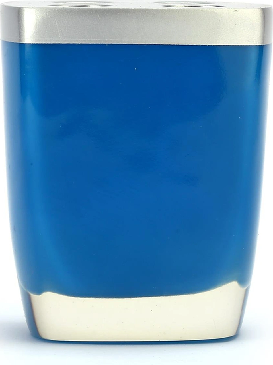 2 Adet Diş Fırçalık Gri Mavi Poliresin 8x4x11cm Banyo Seti Çok Renkli