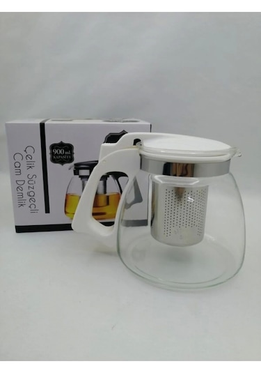 Çelik Süzgeçli Cam Demlik 900 Ml. Royaleks-8882 Renkli
