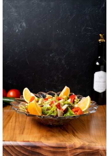 Mest Çiçek Model Cam Salata Kasesi - Sofralarınıza Estetik Dokunuş Çok Renkli