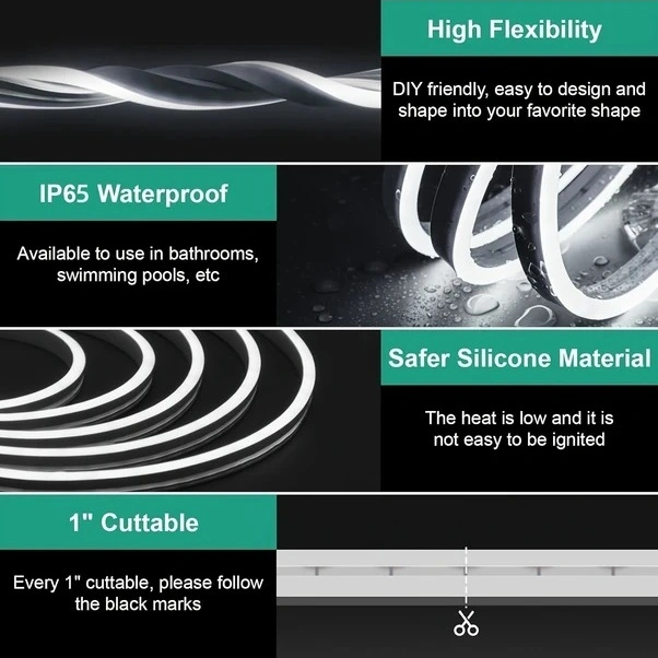 Trendooze Güneş022 Qzyl Esnek Neon Led Şerit Işık Dekor, 66 Ft Usb Aydınlatma