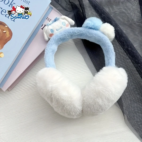 Elmpaly Cute Kuromi Kadın Peluş Kulaklık Yumuşak Kışlık Seyahat Günlük