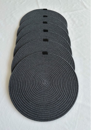 Yuvarlak Amerikan Servis Sofra Altlığı, Masa Dekoru Supla 33x33 6lı Antrasit