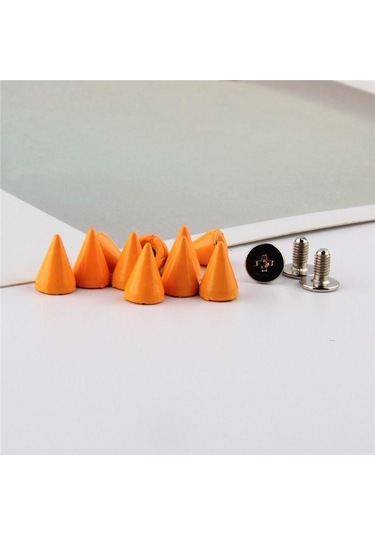 Orange 10 Takım 7 10mm Mermi Koni Renkli Çıtçıt Ve Sivri Giysiler Için Dıy El Sanatları Konfeksiyon Perçinler Deri Çanta Ayakkabı Turuncu