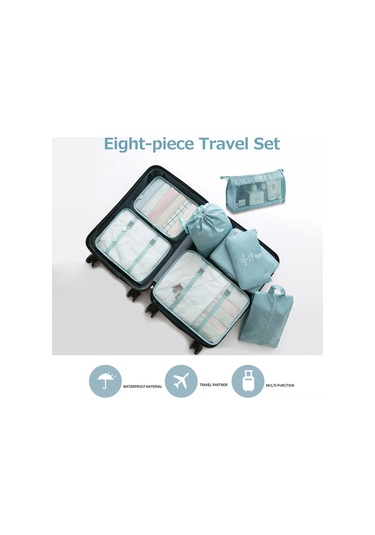 Youmex Seyahat Ve Ev İçin 8'li Depolama Seti - Çanta, Giyim, Ayakkabı Ve Makyaj Organizasyonu Koyu Mavi Koyu Mavi