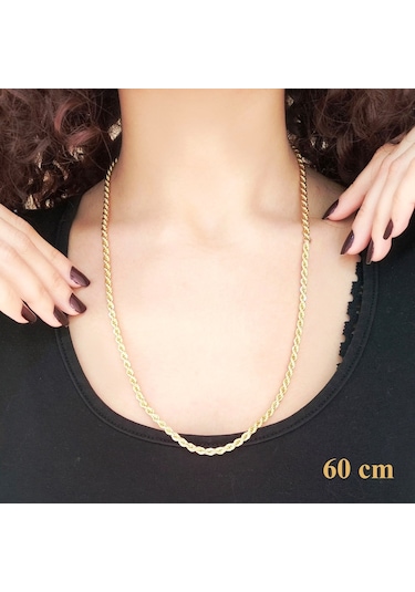 Ferizz Ferizz Altın Kaplama 6Mm Kalın Burgu Halat Zincir Zn-131 Gümüş