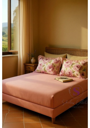 Romantik % 100 Pamuk Yatak Çarşafı + 2 Adet Yastık Kılıfı Çok Renkli