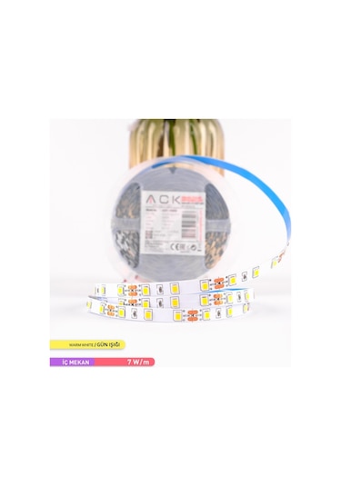 ACK Şerit LED 60 Led'li 3000K Günışığı 7W 5 Metre AS01-00800