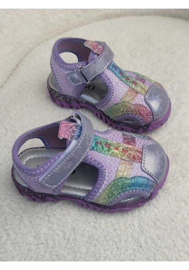 Muggo Slyvester Günlük Önü Kapalı Cırtlı Unisex Çocuk Sandalet Lila